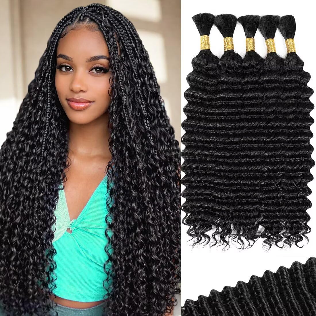 Deep Wave Human Braiding Hair for Boho Braids