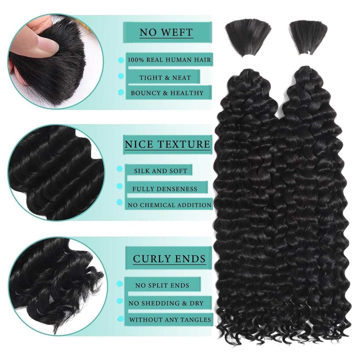 Water Wave Human Braiding Hair for Boho Braids