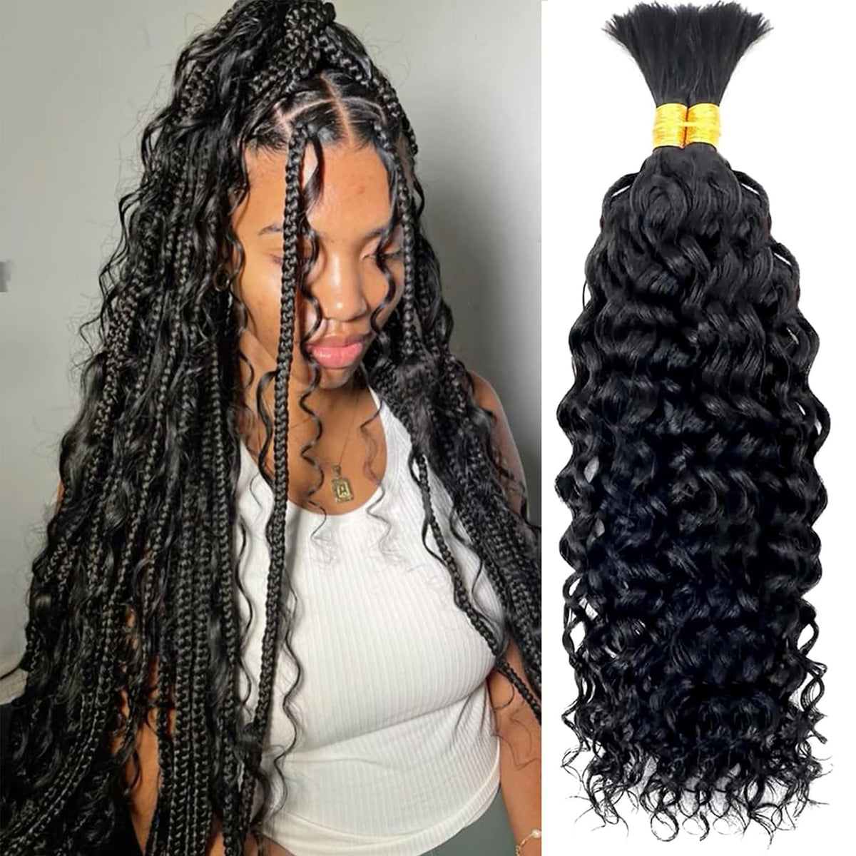Water Wave Human Braiding Hair for Boho Braids