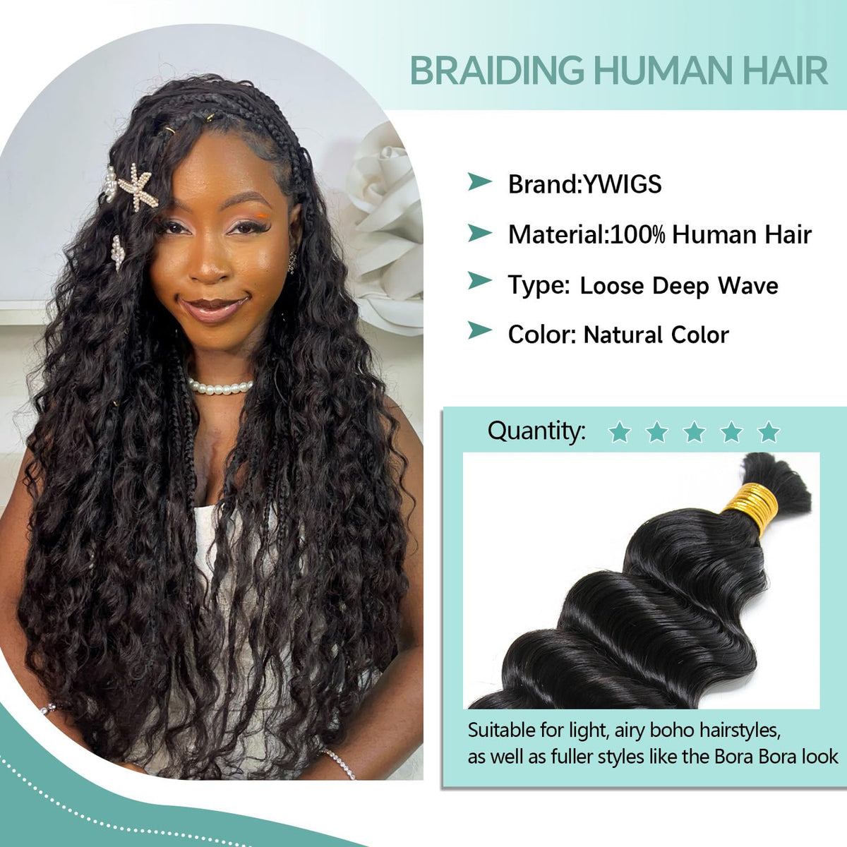 Loose Deep Wave Human Braiding Hair for Boho Braids