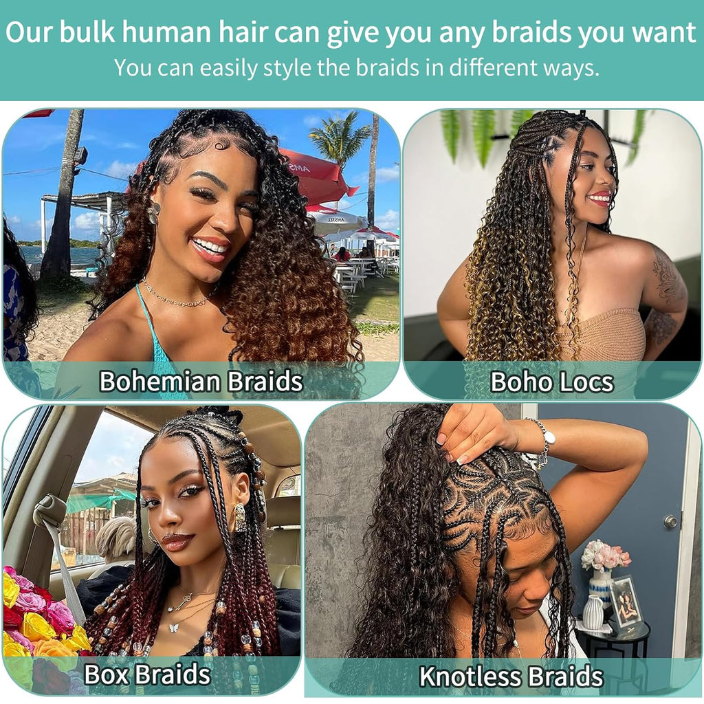 Human Braiding Hair for Boho Braids Curly Wave Bulk Bundles