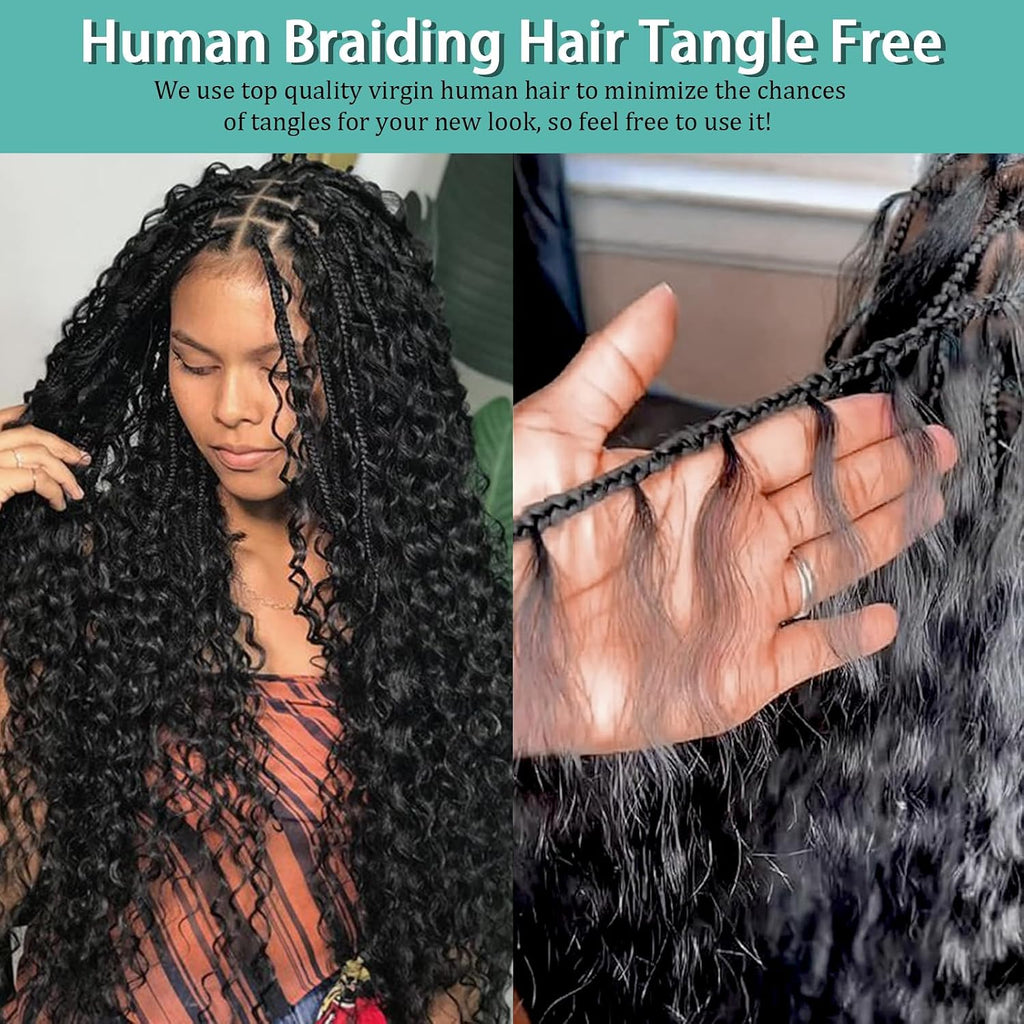 Human Braiding Hair for Boho Braids Curly Wave Bulk Bundles